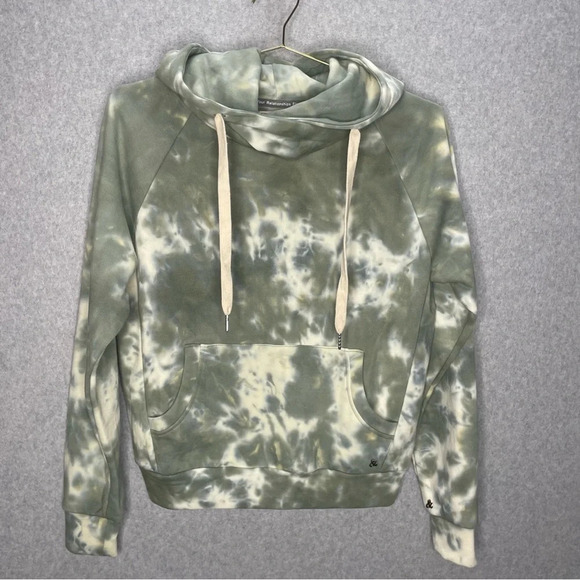 Ampersand Avenue Tie Dyed Hippie Festival Green Cream Pull On Hoddie - Picture 1 of 6